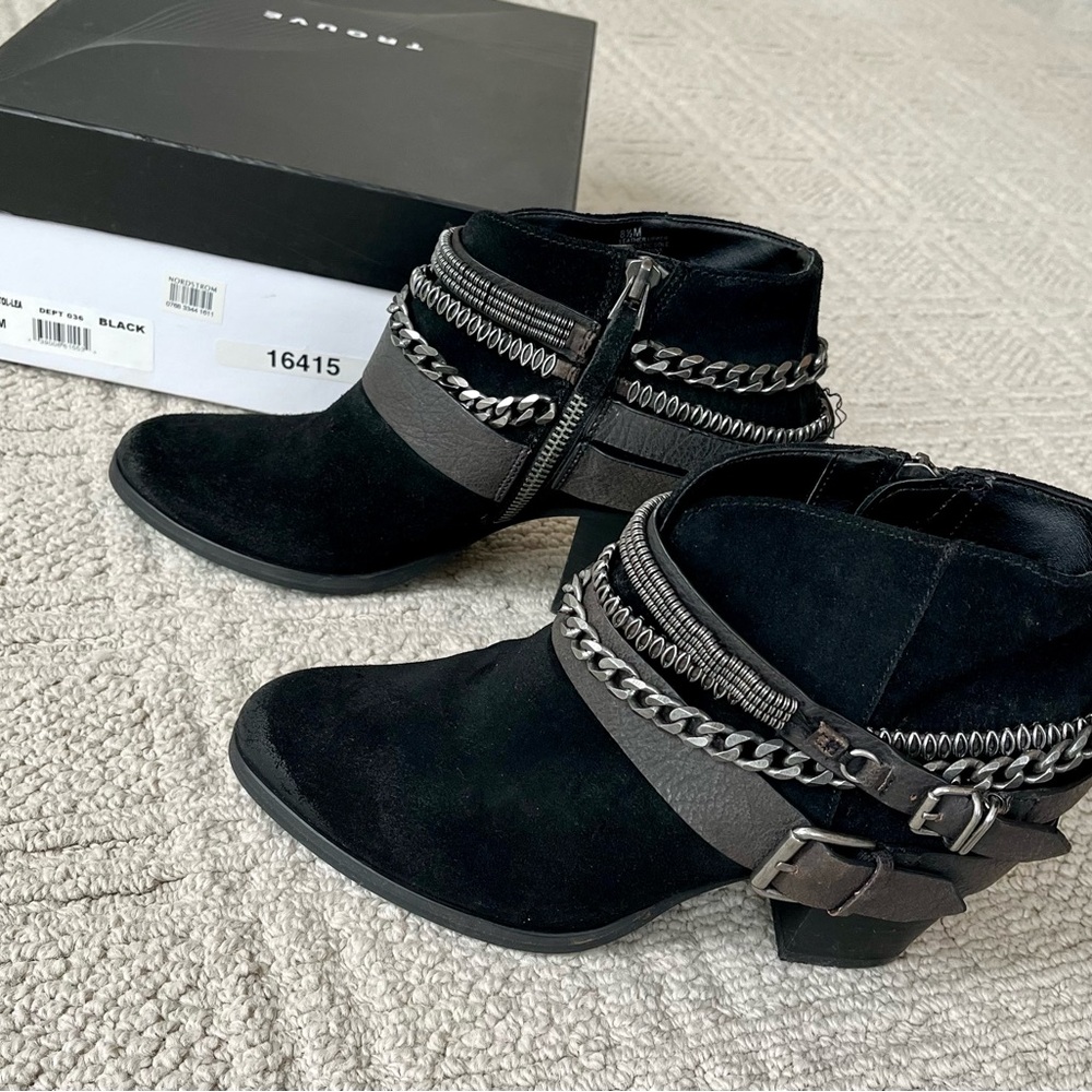 Black Trouvé Ankle Boots with Chain Detail